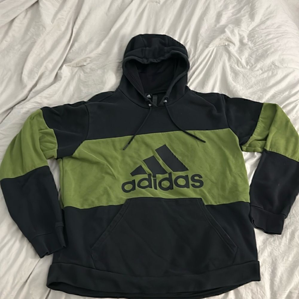 Adidas hoodie sweatshirt mens size L Black Green